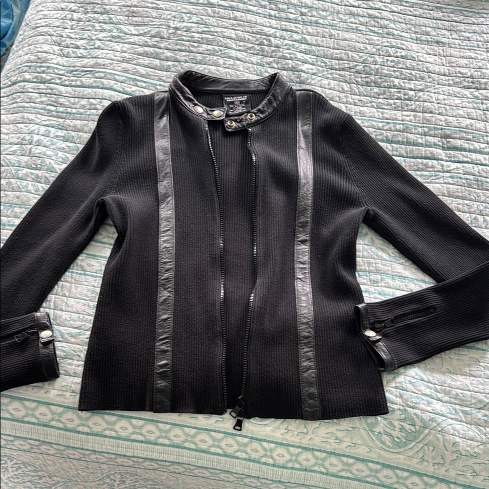 Polo by Ralph Lauren Black Leather Jacket Fitted Silhouette